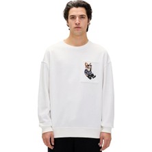 Bad Bear 24.02.12.015 Javed Crewneck Sweatshirt Beyaz