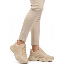 Walkway Ekru Bağcıklı Kadın Sneaker DRK171 G