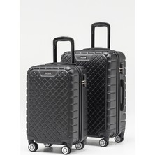 Wander Bag Kapitone 2'li Valiz Seti Küçük (Kabin) Boy Orta Boy Bavul 360° Döner Teker