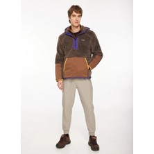 Discovery Expedition Kahve Erkek Kapüşon Yaka Relaxed Fit Blok Desenli Sweatshirt D3WM-SWT24