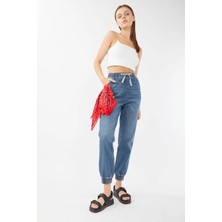 Banny Jeans Kadın Lastikli Jogger Pantolon Koyu Mavi