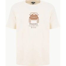 Discovery Expedition D6SM-TST3763 Kırık Beyaz Bisiklet Yaka Relaxed Baskılı Erkek T-Shirt