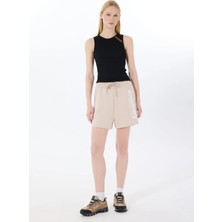 Discovery Expedition D4SL-SHT3023 Bej Standart Baskılı Kadın Sweat Şort