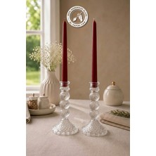 Glamis Selen Concept Kafes Model Cam Şamdan & Mumluk Büyük Boy 2'li Set