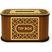 Maesko Kilitli Ahşap Bahşiş Kutusu Tip Box Aynalı Altın Renk Pleksi Kaplamalı Kumbara