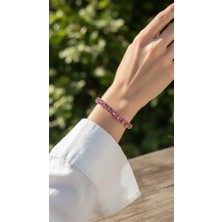 Valmont Accessories Küçük Yuvarlak Taşlı Fuşya Pembe Kadın Bileklik, Davet ve Gece Kombin
