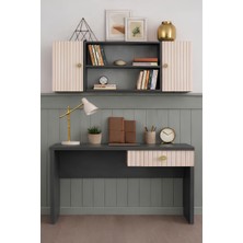 Rudu Milas Çalışma Bilgisayar Masası 120X60X115 cm Raflı 2 Kapalı 2 Çekmeceli Antrasit-Dor