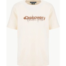 Discovery Expedition D6SM-TST3726 Kırık Beyaz Bisiklet Yaka Relaxed Baskılı Erkek T-Shirt