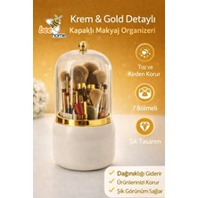 Arlina Home Kids 7 Bölmeli Kapaklı Makyaj Organizeri, Fırça Düzenleyici, Toz Geçirmez Şeffaf Kapaklı Kozmetik Kutusu Krem