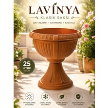 Lorempbox Lavinya Klasik Ayaklı Saksı 25 L Dekoratif Büyük Boy Plastik Bahçe, Balkon ve Teras Saksısı Kahverengi