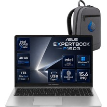 Asus Expertbook P1 P1503CVA Intel Core 7-240H 48 GB Ddr5 1 Tb SSD 15,6'' Full Hd Windows 11 Pro Dizüstü Bilgisayar P1503CVA-C716512G0DRNP22