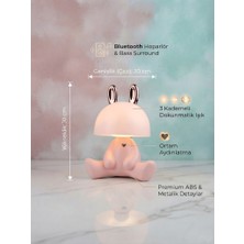 Light House Sevimli Tavşan Pembe Kulaklı Bluetooth Hoparlörlü Çocuk Odası & Gece Lambası