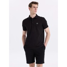 Discovery Expedition D6SM-TST3754 Siyah Relaxed Düz Erkek Polo T-Shirt
