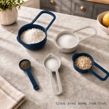 5 Parça Plastik Ölçü Kaşığı Seti 125 ml 85 ml 60 ml 15 ml 7.5 ml Iç Içe Geçen Cup Ölçü Kabı Kek Pasta Baharat Kaşığı Sariva Home