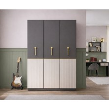 Rudu Milas 3 Kapaklı 120X45X190 cm Giyisi, Eşya Dolap/gardırop Antrasit-Dor