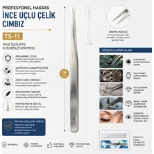Piyatech Ts-11 Hassas Ince Düz Uçlu Paslanmaz Çelik Cımbız 14 cm Antistatik Profesyonel Elektronik Saat Takı Hobi Cımbızı