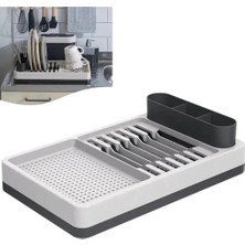 Belirtilmemiş Mallart® Bulaşıklık Tezgah Üstü Tabaklık & Bardaklık – Kaşıklık Bölmeli Mutfak Kurutmalık, Büyük Bo