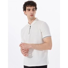Discovery Expedition D5SM-TST3718 Beyaz Relaxed Düz Erkek Polo T-Shirt