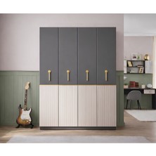 Rudu Milas 4 Kapaklı 160X45X190 cm Giyisi, Eşya Dolap/gardırop Antrasit-Dor