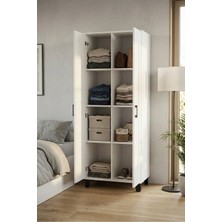 Reyo Falez Çok Amaçlı 2 Kapaklı 8 Gözlü Dolap 70X45X185 Cm, Kiler,mutfak,balkon ve Banyo Depolama Dolabı - Beyaz