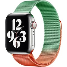 Drop Tedarik Apple Watch 38MM Metal Mıknatıslı Kordon - Turuncu-Yeşil