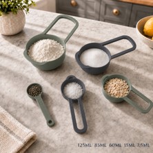 5 Parça Plastik Ölçü Kaşığı Seti 125 ml 85 ml 60 ml 15 ml 7.5 ml Iç Içe Geçen Cup Ölçü Kabı Kek Pasta Baharat Kaşığı Sariva Home