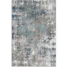 Pastel Home Tasarım Çift Taraflı Yıkanabilir Şönil Halı Kilim Yolluk Gri Turkuaz Mavi Lacivert Abstract