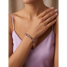 Valmont Accessories Küçük Yuvarlak Taşlı Mor Kadın Bileklik, Davet ve Gece Kombin