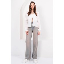 TeknoKapsül Trend Alaçatı Stili Vintage Mavi Vintage Yıkama Paçası Püsküllü Mom Jean ALC-X14811