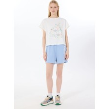 Discovery Expedition D4SL-SHT3023 Mavi Standart Baskılı Kadın Sweat Şort