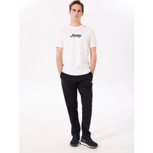 Jeep Bisiklet Yaka Baskılı Kırık Beyaz Erkek T-Shirt J4SM-TST7246