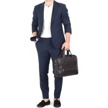 Aka Deri 251 %100 Hakiki Deri Unisex Laptop/evrak Çantası Kahverengi
