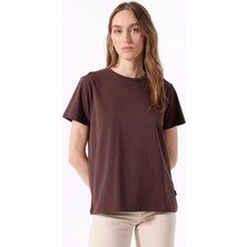 Jeep Bisiklet Yaka Düz Kahve Kadın T-Shirt J5SL-TST7186