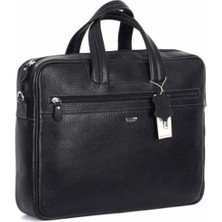 Aka Deri 253 %100 Hakiki Deri Unisex Laptop/evrak Çantası Siyah