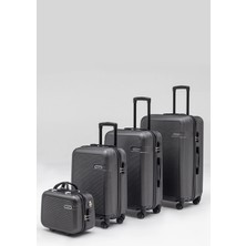 Wander Bag Wander 3000 4’lü Valiz Seti Kabin Orta Büyük Boy + Makyaj Çantası Bavul 360° Döner Teker Antrasit
