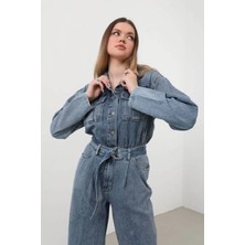Banny Jeans Kadın Oversize Jean Tulum Mavi