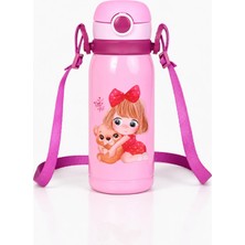Muggle 450 ml Çelik Çocuk Matara Pipetli Askılı Su Matarası Termos