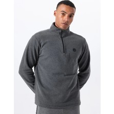 Discovery Expedition D5WM-SWT3300 Antrasit Melanj Fermuarlı Yaka Basic Düz Erkek Polar Sweatshırt