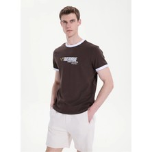 Discovery Expedition D6SM-TST3709 Kahve Bisiklet Relaxed Baskılı Erkek T-Shirt