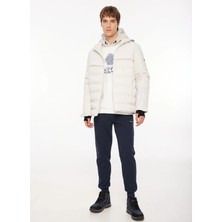 Discovery Expedition Kırık Beyaz Erkek Kapüşon Yaka Basic Kapitone Mont D3WM-MNT8