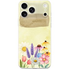 TechTree Iphone 17 Pro Uyumlu Sulu Boya Dokulu Vazoda Çiçek Desenli Baskılı Silikon Kılıf
