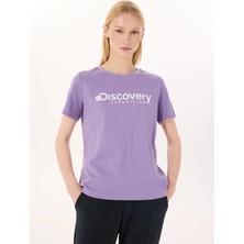 Discovery Expedition D4SL-TST3053 Lila Bisiklet Yaka Standart Düz Kadın T-Shirt
