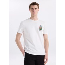 Discovery Expedition D6SM-TST3681 Kırık Beyaz Bisiklet Yaka Relaxed Fit Erkek T-Shirt