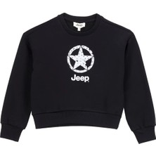 Jeep Baskılı Kız Çocuk Siyah Sweatshırt J5WG-SWT7554