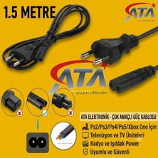 Ata Elektronik 1.5mt 1.5 Metre Ps3|ps4 Güç Kablosu Teyp Power Kaliteli Güç Kablosu Kablo Çift Oluklu