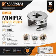 Karapolat 15X13 mm Minifix Gövde Vidası 10 Adet Mobilya Dolap Birleştirme Bağlantı Kilidi Kam Bağlantı Elemanı