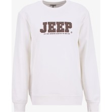 Jeep Bisiklet Yaka Nakışlı Ekru Erkek Sweatshırt J5WM-SWT7571
