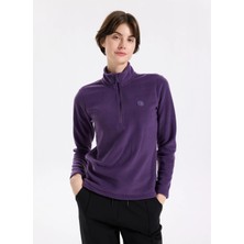 Discovery Expedition D5WL-SWT3302 Mor Fermuarlı Yaka Basic Düz Kadın Polar Sweatshırt
