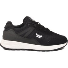 Walkway Siyah Beyaz Fileli Hafif Bağcıklı Unisex Spor Ayakkabı 7001 Omina G