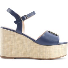 Nine West Monnı 5fx Lacivert Kadın Dolgu Topuk Sandalet